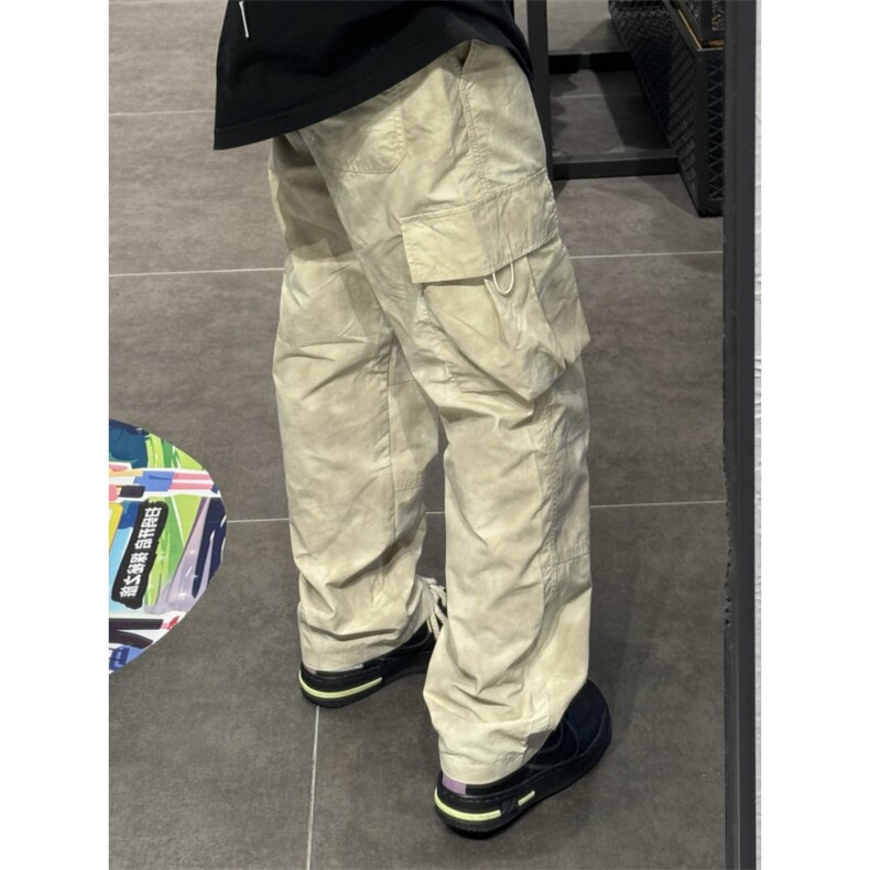 【有货】杏色扎染大口袋速干工装裤美式高街裤子宽松G73LL-特P48,男装工装外套,星座1007（原301D）