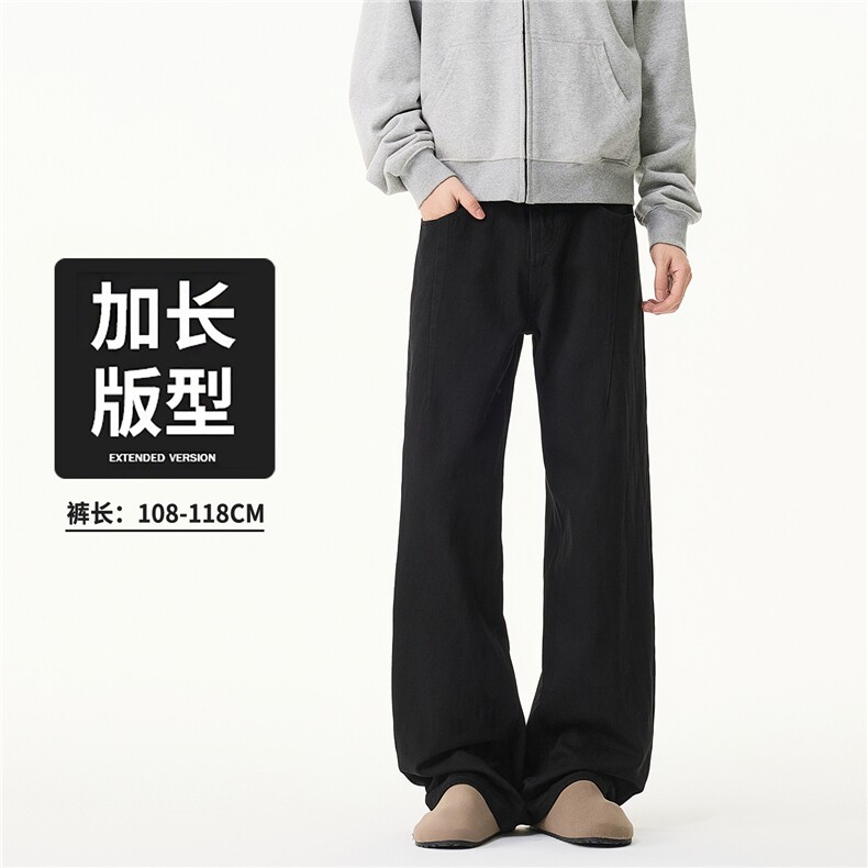 高个子加长复古做旧水洗前后分割斜线收省设计直筒长裤K8012/P53图片
