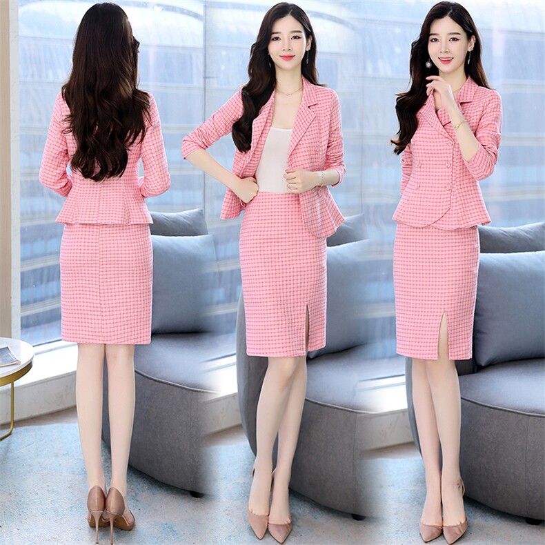 现货2023秋季时尚简约大方气质优雅收腰显瘦休闲修身潮流两件套，女装套装/套裙，三木叶子