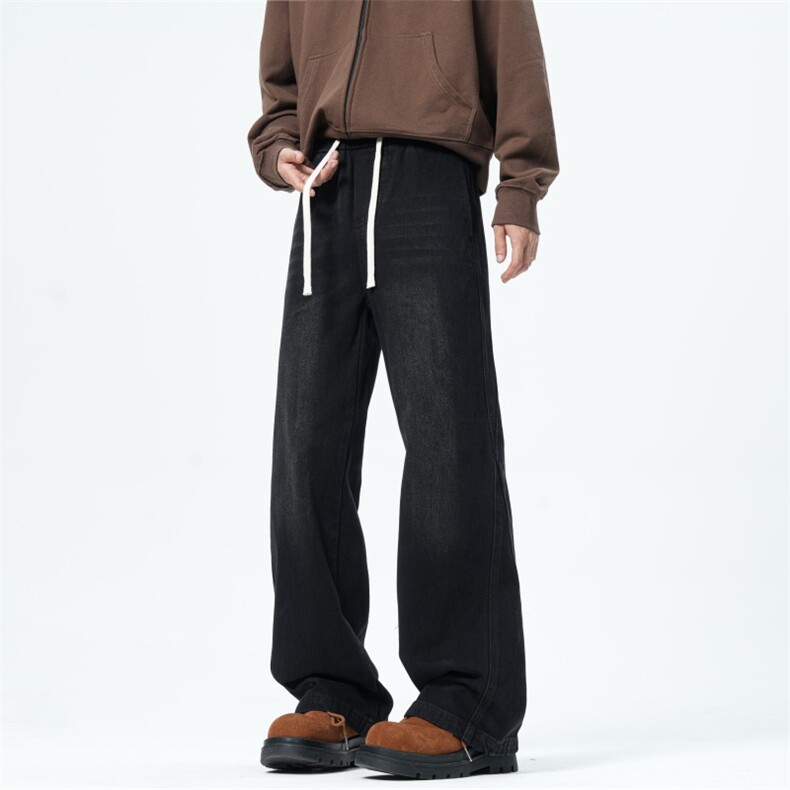 【主推现货S-4XL】水洗直筒牛仔裤男宽松长裤A080-8206-P65控88图片
