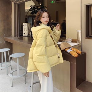 奶甜系连帽羽绒棉服女2024冬季新款韩系减龄小个子加厚短款面包服图片