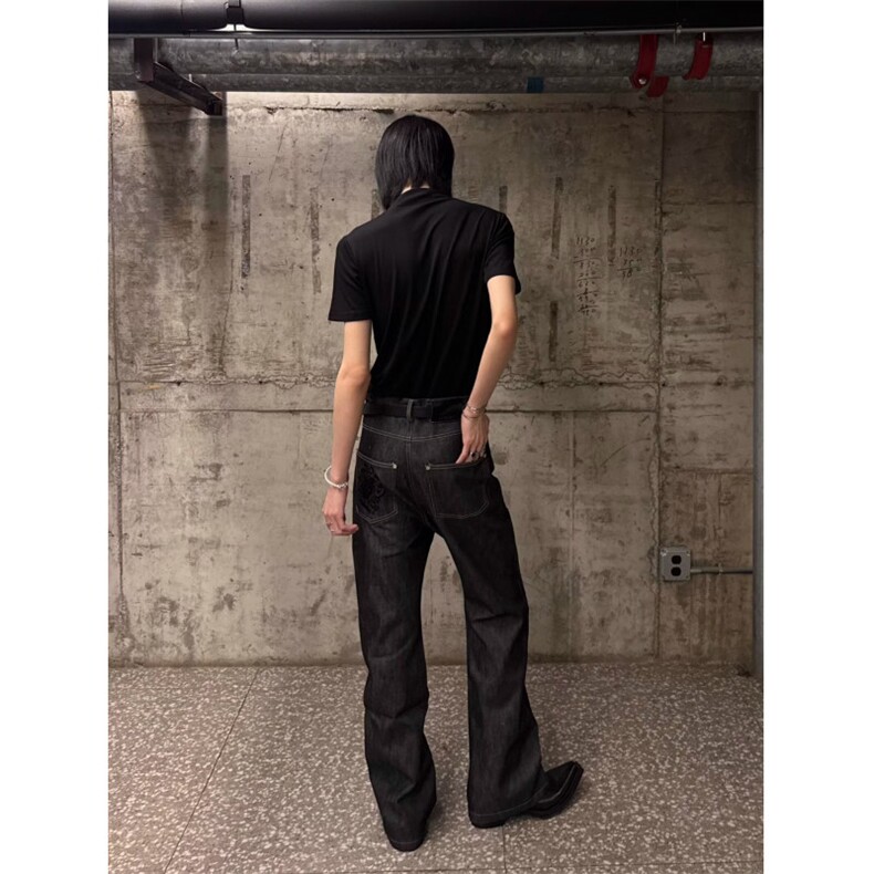 1506-1/NB51121/P47潮原创欧美涂层光泽感微喇牛仔裤,男装牛仔裤,星座1506-1