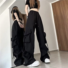 AK2387-P40美式复古女春季高腰阔腿设计感小众宽松直筒长裤潮，女装休闲裤，星座617A-2