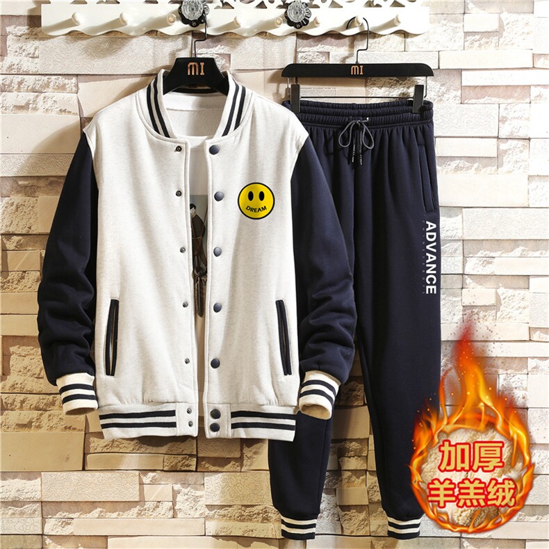 冬季加绒加厚棒球服卫衣套装XZ102A-4-537-P115,男装休闲套装,星座211-2