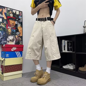 美式高街工装休闲裤男夏季2025新款潮牌直筒宽松七分裤XA988-P55图片