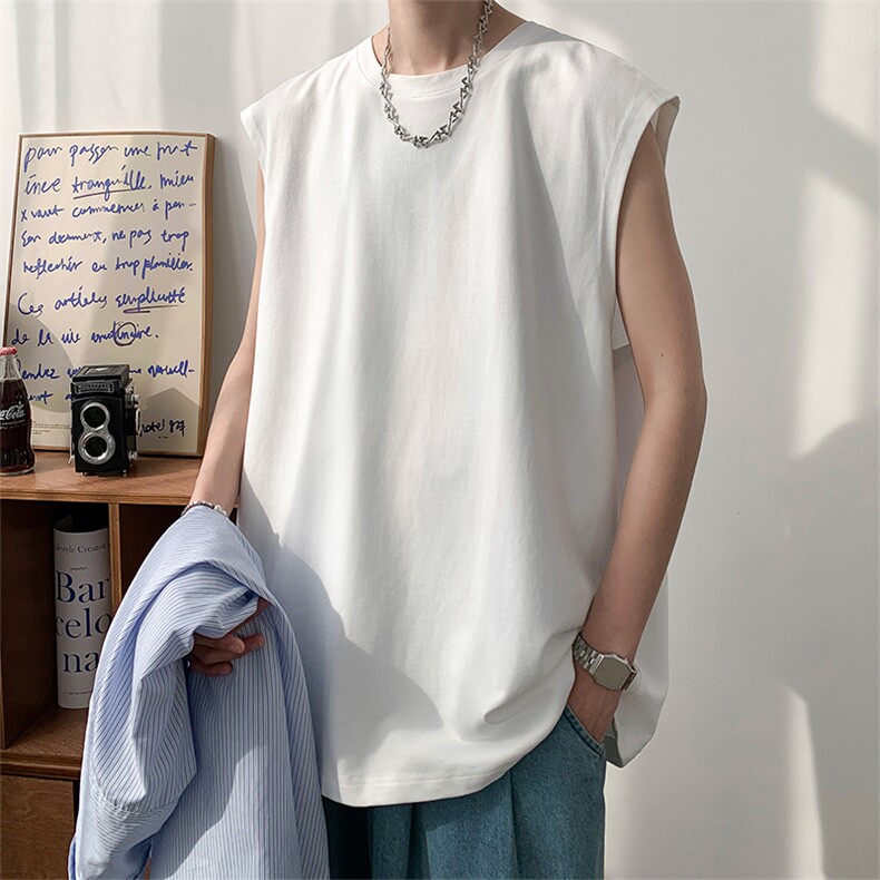 DF359-TP11-13港风纯色无袖男女潮牌休闲打底衫学生坎肩纯棉背心，男装背心/马甲，电商A102