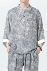 2025夏季新款男装新中式汉服衬衣风复古禅服套头衬衫C97-P95，男装衬衫，电商B277(原6028)