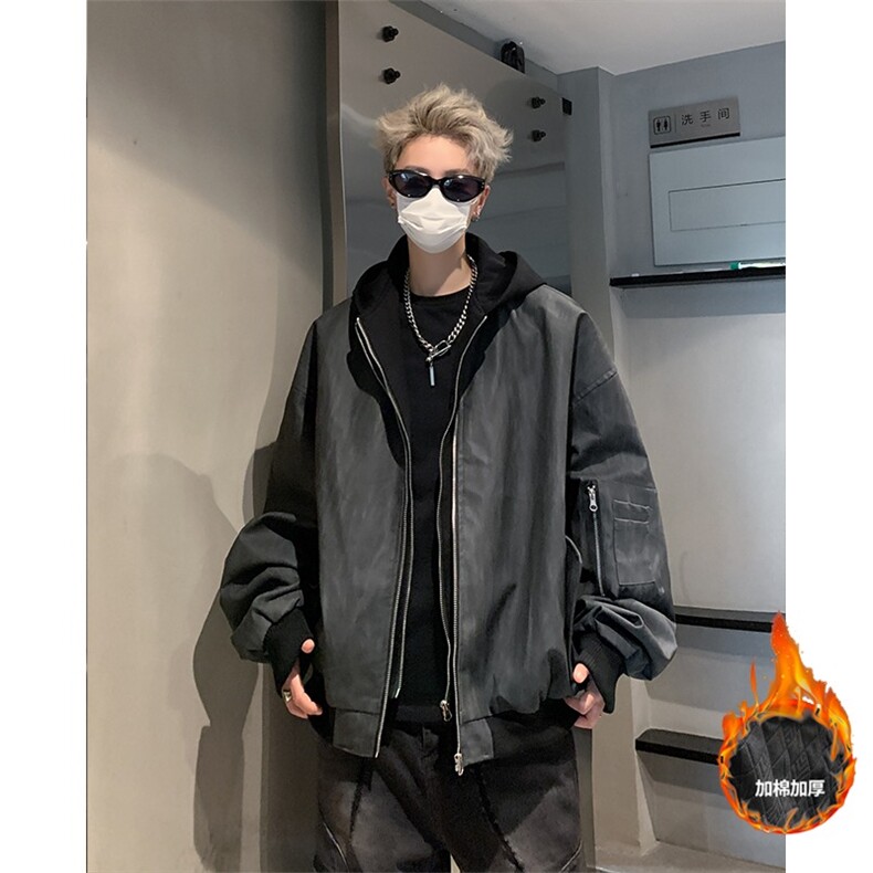 春秋季潮牌立领运动街头卫衣男女复古设计感情侣夹克外套图片