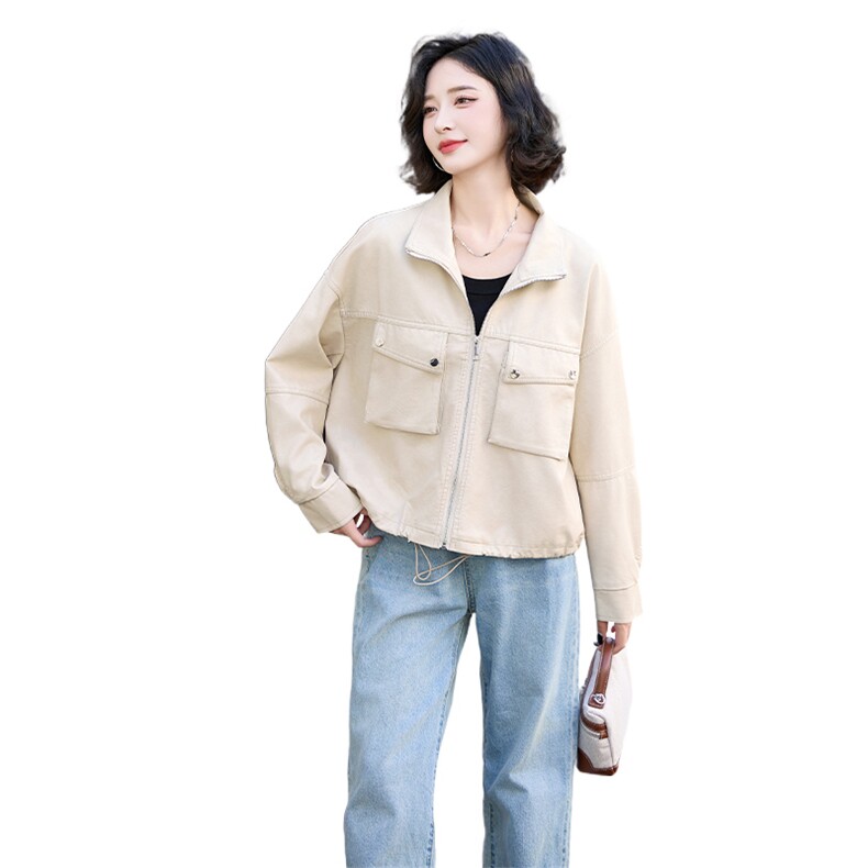 小皮衣外套女春秋2024新款港风小个子短款美式复古休闲PU机车夹克,女装皮衣,跑量工厂店