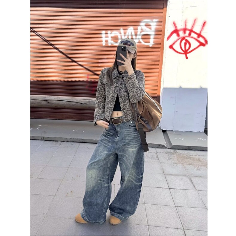 街头水洗直筒牛仔裤新款宽松垂感阔腿拖地裤潮NZ7095,男装牛仔裤,星座516A