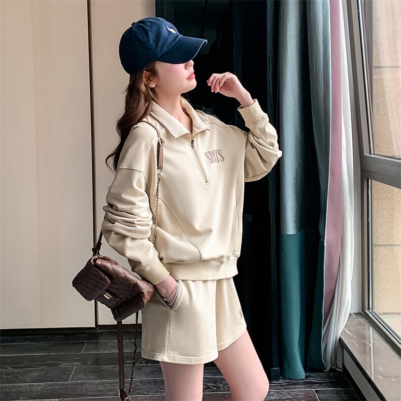 新款春装字母立领卫衣+短裤套装A馆126-2530p160K238，女装套装/套裙，浙宝A馆126