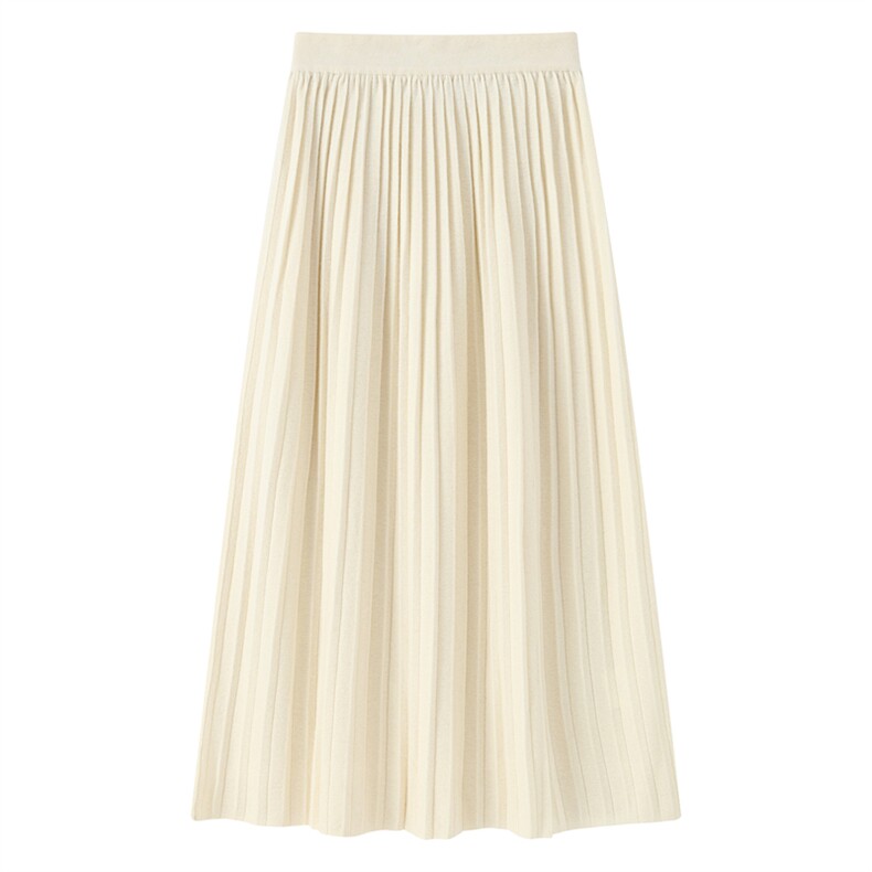 2025春秋新款羊绒裙女100纯山羊绒时尚显瘦百褶裙纯色保暖针织裙，女装半身裙，星纬羊绒