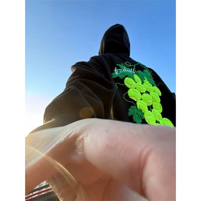 纯棉美式高街葡萄网球毛巾刺绣连帽卫衣ZW0113-P58 加绒63图片