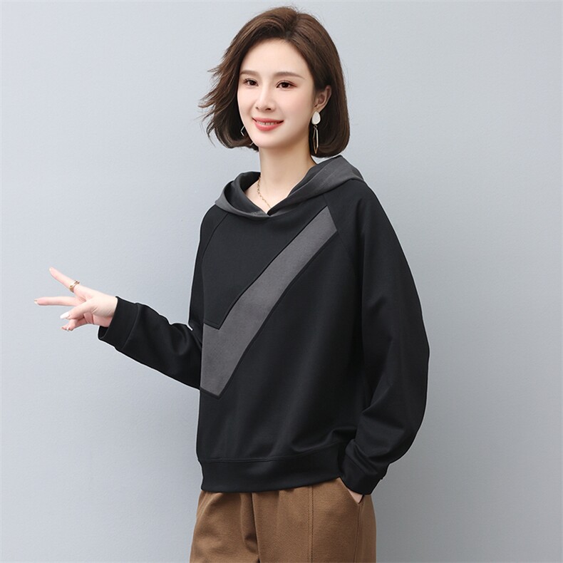 2024年春秋季新款刺绣卫衣女连帽衫韩版休闲百搭长袖上衣服女棉,女装卫衣/绒衫,忆绮罗
