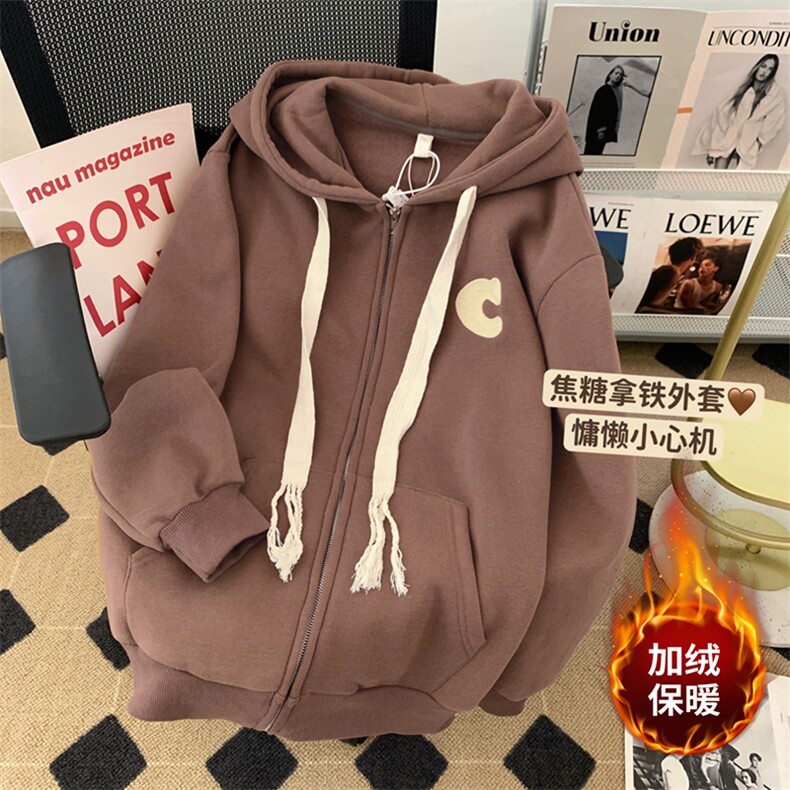 【320克加绒】美式复古棒球服秋冬oversize外套设计感insE692-P57图片