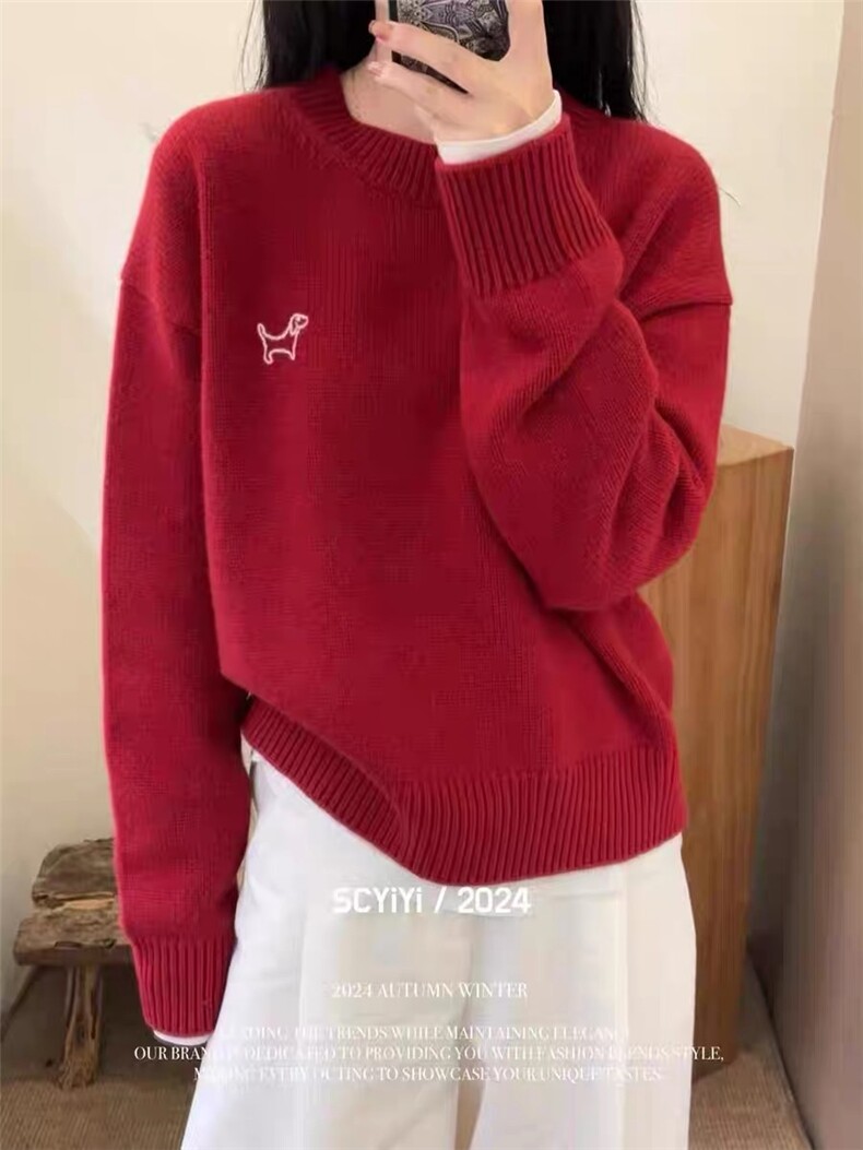 春秋韩版羊毛衫女套头圆领短款宽松百搭打底衫毛衣,女装羊毛衫,梵泰羊绒