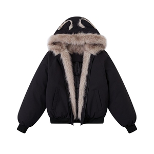 网图  原板质量鹿皮绒棉服黑色B57-P100图片