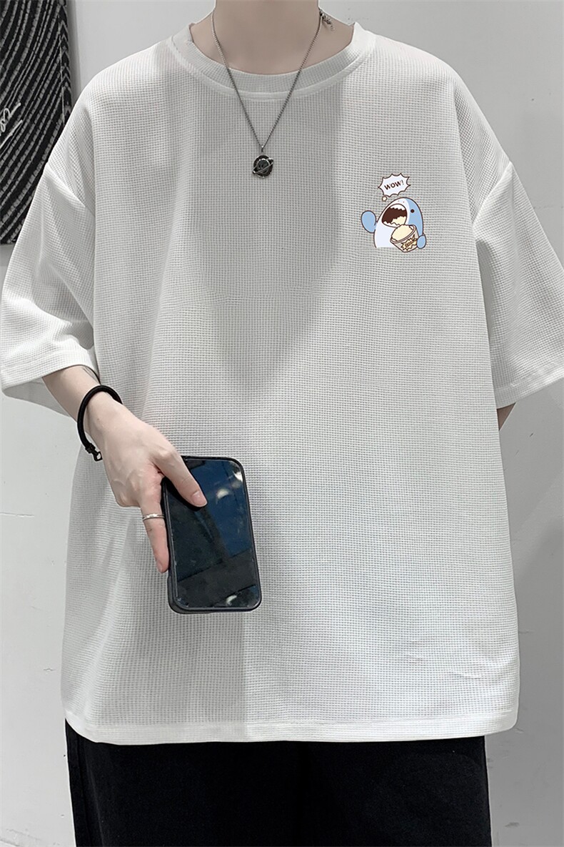 HT73239-P22华夫格t恤男短袖男大码五分袖大皂风,男装T恤,电商A040
