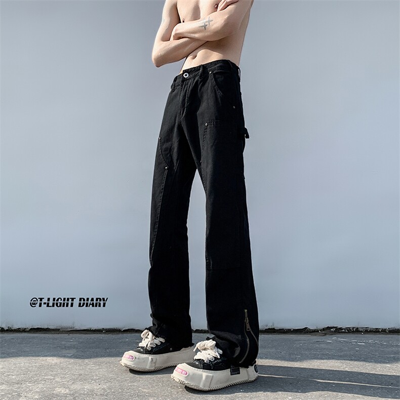 B221 美式ins高街小众百搭微喇拉链牛仔裤 LK22049-P60 控78图片