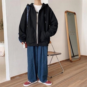 抖音得物高品质二开26春装美式高街结构硬挺宽松连帽卫衣开衫外套图片