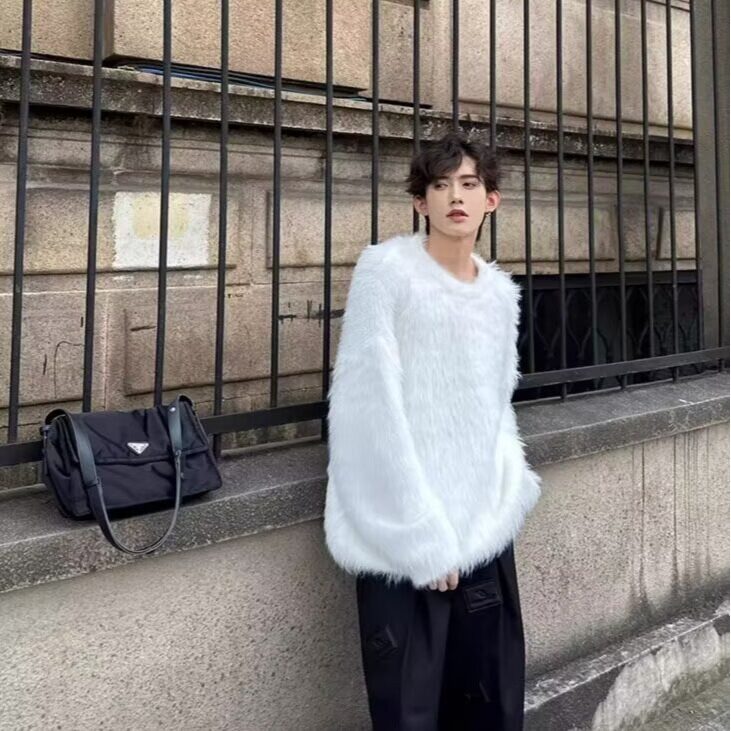 冬季oversize毛软糯纯色毛衣高级感男女长袖保暖圆领针织衫毛线衣,男装针织衫/毛衣,星座506A