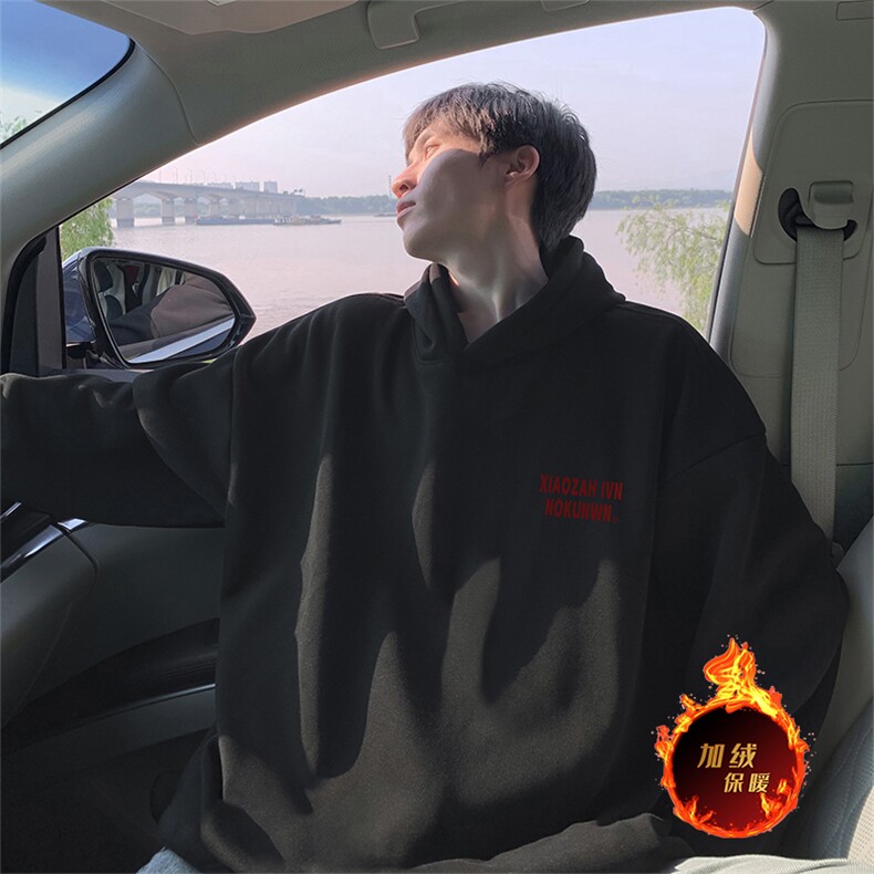 抖音得物供货可提供视频秋冬重磅美式宽松连帽卫衣WKD29,男装卫衣,电商A486