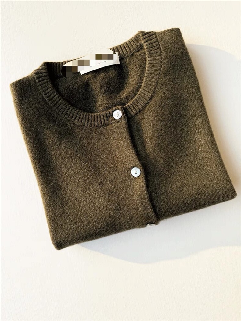 2025年秋季通勤常规单件长袖开衫时尚百搭通勤简约，女装针织衫/毛衣，航淼羊绒