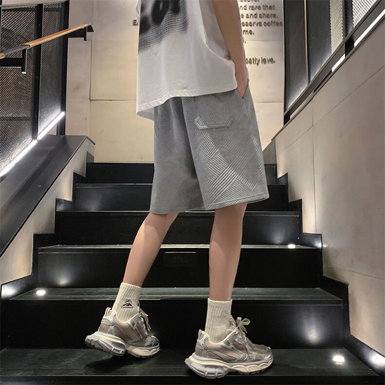 夏季新款港风肌理感面料重磅暗黑高街休闲大码五分短裤DK985-P40,男装牛仔裤,电商A021
