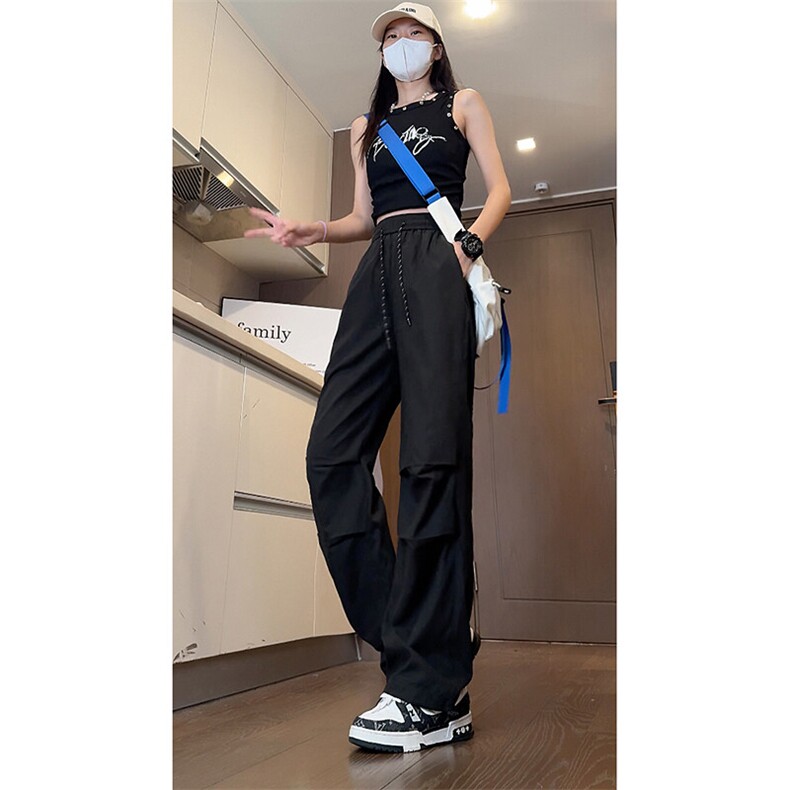 特批2025港风女模宽松时尚速干伞兵休闲裤K202P25控48,男装休闲裤,电商A247