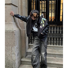 美式高街黑色飞行服夹克男秋冬百搭加厚潮牌设计感上衣服J8136，男装夹克，星座1116A（原606A-3）