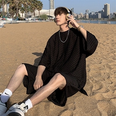 C521P52男生青年纯色百搭休闲套装短袖T血短裤户外运动休闲，男装休闲套装，星座512-6
