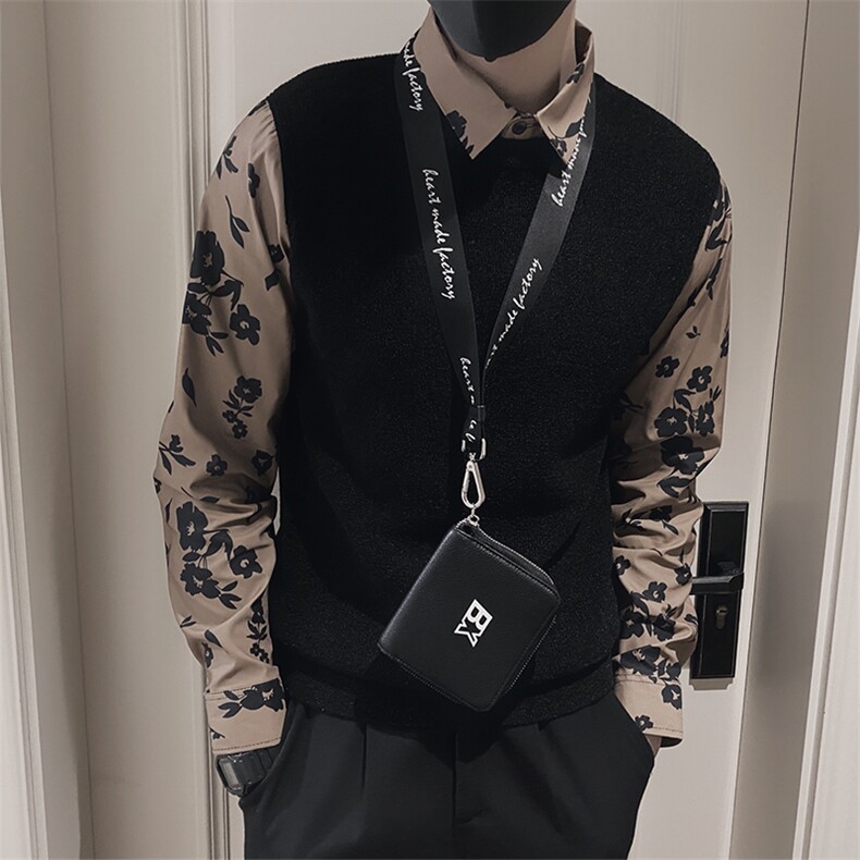 LV121/P88控118秋冬季社会小伙假两件衬衫领针织打底毛衣男黑首3,男装针织衫/毛衣,星座305B