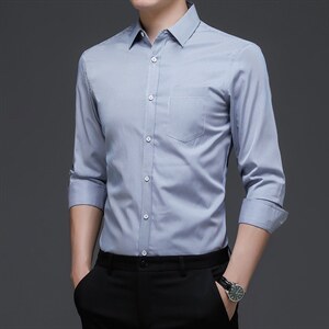DN2116男式服装秋新款衬衫男长袖翻领休闲四季可穿衬衣P53