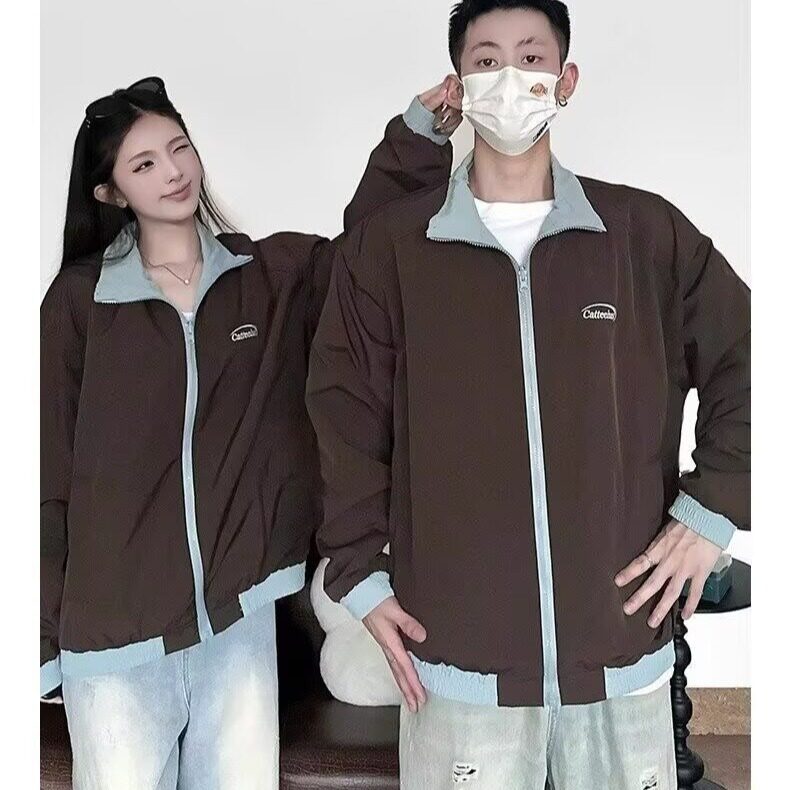 春秋美式三条杠男女夹克双面穿情侣棒球服运动外套潮JKW1040,男装夹克,星座516A