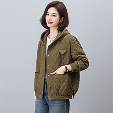 夹棉外套女2025新款春季短裤连帽加厚上衣，女装棉衣/棉服，忆绮罗