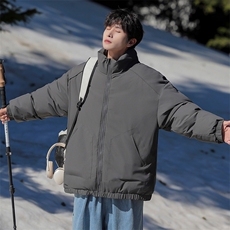 现货冬季美式休闲加厚雪山外套夹克立领纯色三防户外工装棉服，男装夹克，电商A486-1