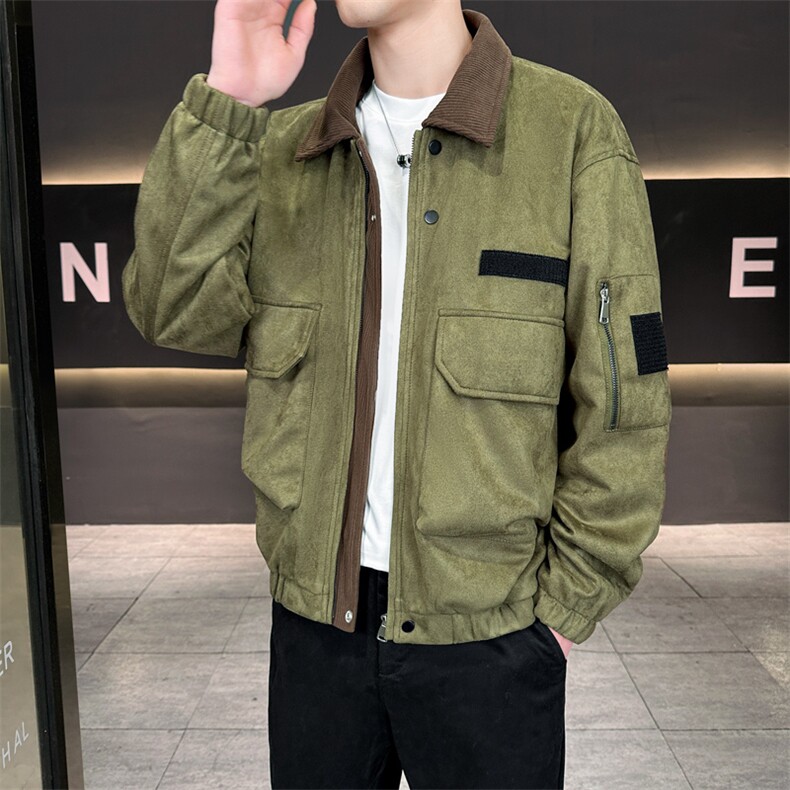 春款现货复古休闲工装夹克男士翻领宽松外套JK02656-P78图片