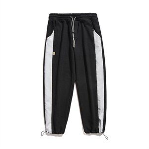 2025冬季新款华夫格撞色休闲裤加厚保暖灯芯绒卫裤黑 GK60-P50图片