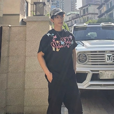 万针全刺绣工艺抖音得物高品质260克重磅纯棉双纱美式高街短袖T恤，男装T恤，电商A486