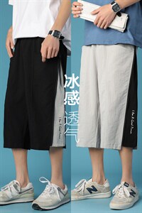 港风男士宽松直筒潮流运动休闲ins蓝底潮牌七分裤DK7108-P43控68图片