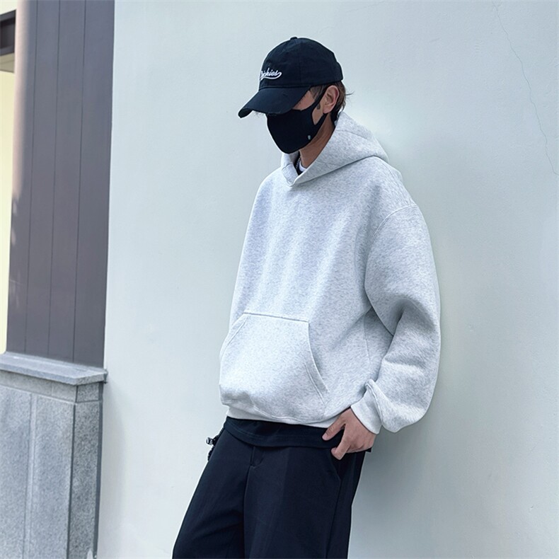 抖音得物高品质二开秋冬美式高街重磅结构辑明线连帽卫衣外套W75,男装卫衣,电商A486