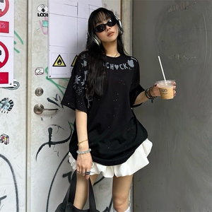万针全刺绣工艺抖音得物高品质260克重磅纯棉双纱美式高街短袖T恤图片