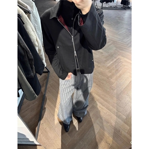 美式休闲格纹灰色长裤男女阔腿百搭cleanfit高级感裤子L90322-p55图片