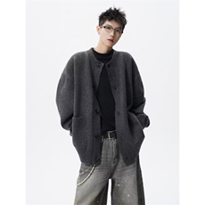 百搭时尚新款潮流简约文艺高质量北极绒开衫毛衣513AMY2696P60，男装针织衫/毛衣，星座513A