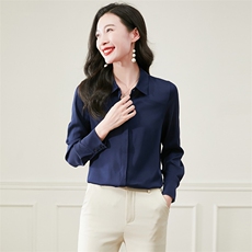 纯色重磅真丝衬衫女长袖2026新款春季中年妈妈显瘦真丝上衣小衫，女装衬衫，阿舍尔精品