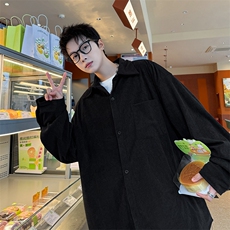 C206/P40春装新款美式复古灯芯绒长袖衬衫男士纯色衬衣男外套，男装衬衫，电商基地A050