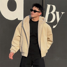 AY131/P158控208冬季社会小伙百搭加绒重磅连帽座山雕外套男黑首，女装短外套，星座305B-1