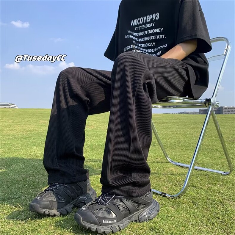 美式复古白色明线解构弯刀牛仔裤女多口袋宽松显瘦休闲阔腿拖地裤,男装牛仔裤,星座506A