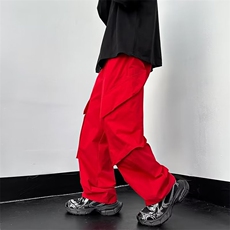 美式复古街头机能红色工装裤男女潮牌高街多口袋休闲裤SE65P33，男装休闲裤，星座1116-2