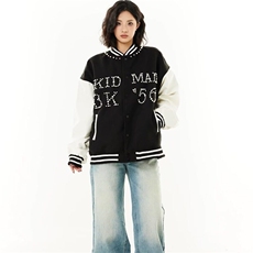 W9544-P78网图现货美式复古棒球服外套珍珠宽松百搭潮牌夹克，男装夹克，星座1608-2
